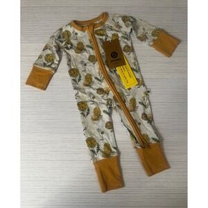 Kindthing Lion Dandelion Modal Sleeper Pajamas Newborn NB Mustard Yellow NWT